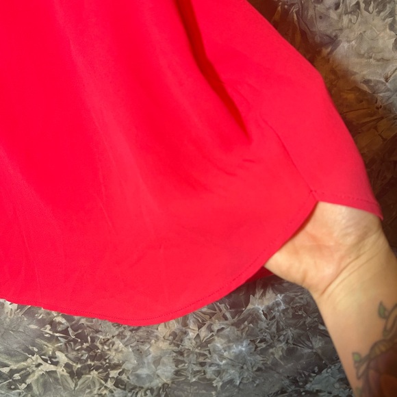 Pleione pink V-neck long sleeve rounded hem lightweight blouse tunic top XL - Picture 4 of 9